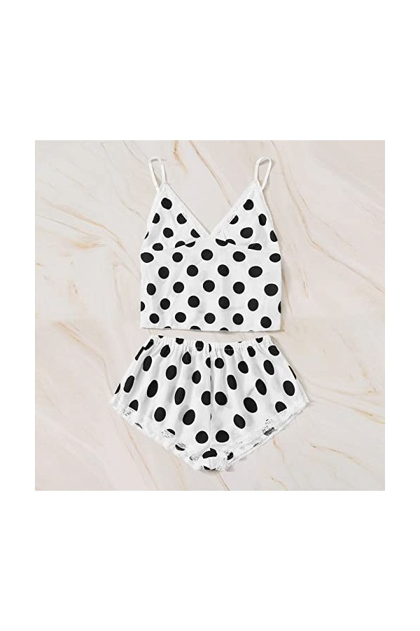 Tenues de Jeu de Rôle Femme Dentelle Camisole Soutien-Gorge Shorts Deux Pièces Pyjama Sexy Vêtements de Nuit Sous-Vêtements S