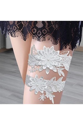 mimika Mariage - Dentelle Stretchy Prom Jarretière Cuisse Jarretière Daisy | Extensible et Cousu à la Main, Jarretelles Ceint
