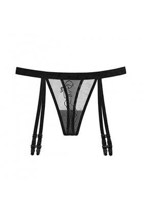 Dorjuli Culotte en dentelle sexy pour femme - Culotte à taille moyenne - Sous-vêtement doux push-up - String en dentelle, Noi