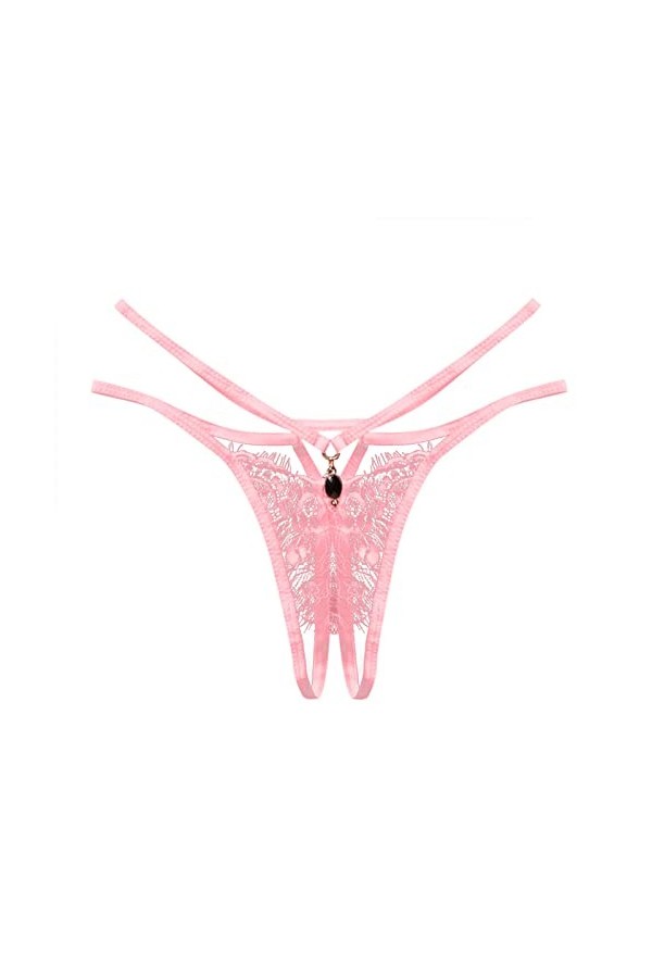 HELLORSOON String Ouvert Femme,Sexy Coquin Ficelles Charmantes Romantique String en Dentelle Shorty pour Femme
