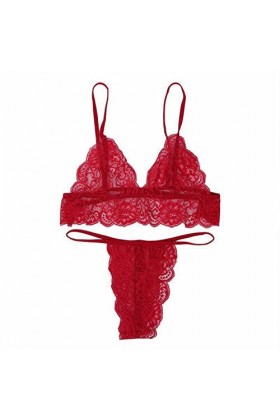 Ensemble de lingerie sexy en dentelle pour femme - Grande taille - Soutien-gorge en dentelle - String - Ensemble de lingerie 