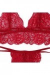 Ensemble de lingerie sexy en dentelle pour femme - Grande taille - Soutien-gorge en dentelle - String - Ensemble de lingerie 