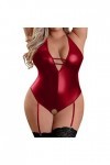Lingerie pour femme Plus Size Teddy Body Lingerie Sexy Encolure en V Lacets avec String Set S 5XL Body Femme Sexy Dentelle Ro