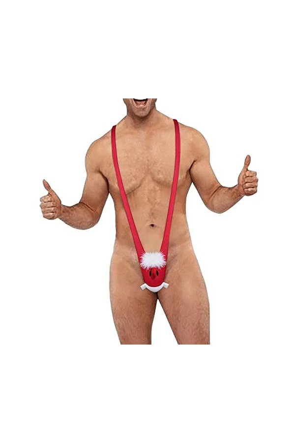 Seoilty Cadeau Visage Homme de Neige Homme Cadeau G-String Mankini Thong Sexy sous-vêtements de Noël sous-vêtements pour Homm