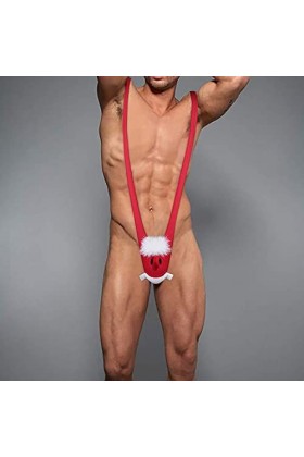 Seoilty Cadeau Visage Homme de Neige Homme Cadeau G-String Mankini Thong Sexy sous-vêtements de Noël sous-vêtements pour Homm