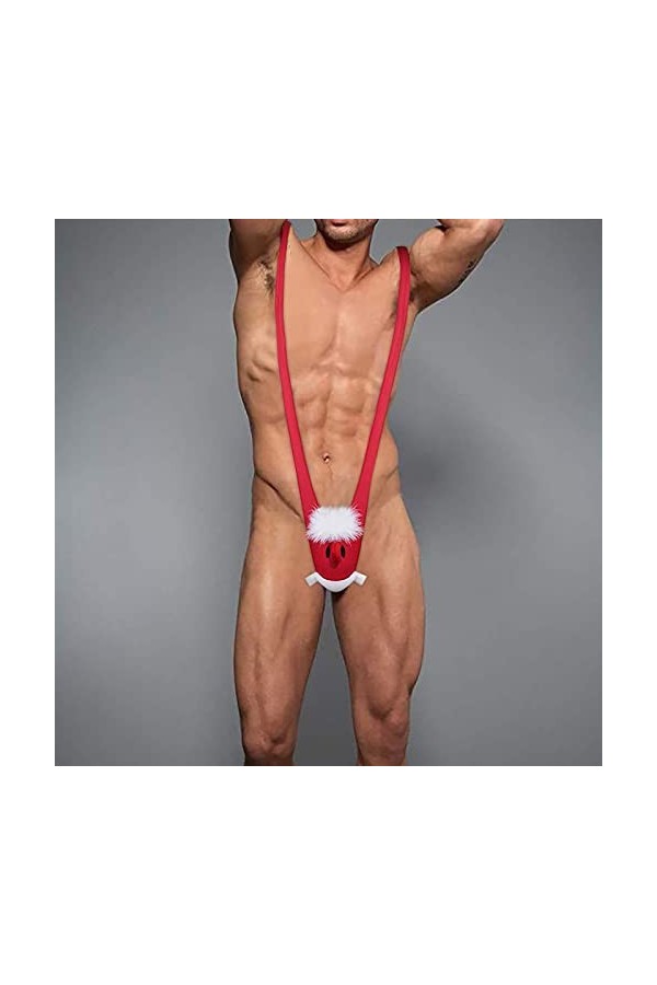 Seoilty Cadeau Visage Homme de Neige Homme Cadeau G-String Mankini Thong Sexy sous-vêtements de Noël sous-vêtements pour Homm