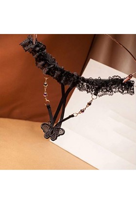 HELLORSOON Slip pour Femme Sexy Dentelle Florale Confortable String Ficelle Coupe Française Nuisette Maille Transparente Nuis