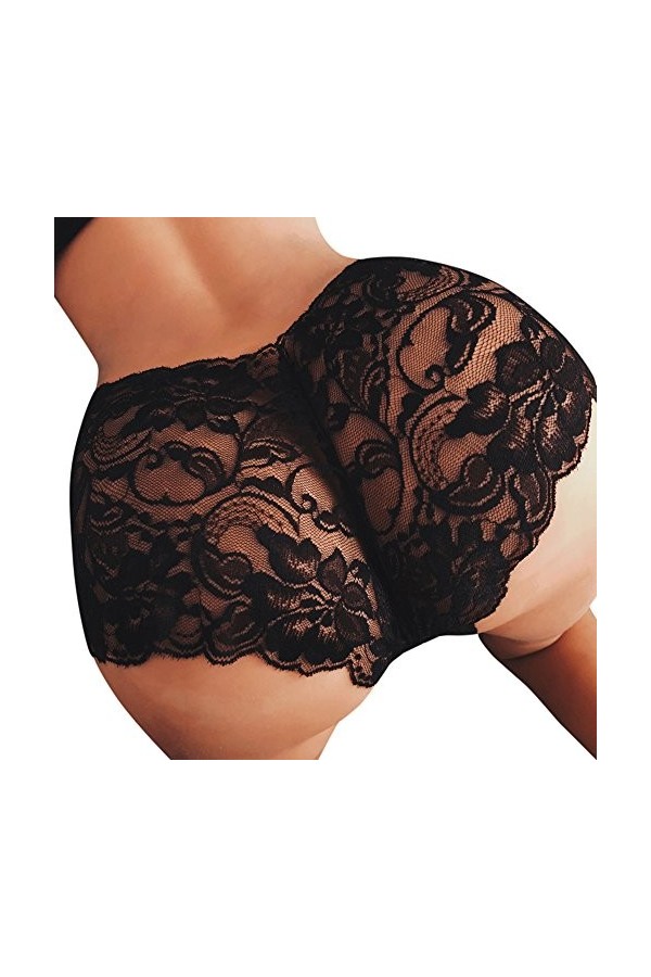 HELLORSOON String pour Femme Sexy Respirant en Soie Échancré String Ouvert Séduction Résille Volants sous-vêtements Robe de N