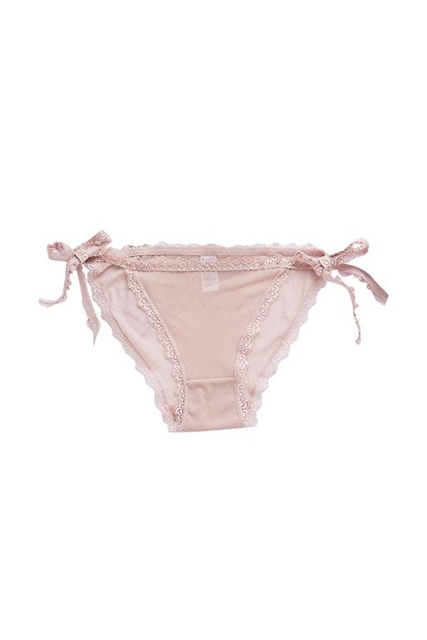 HELLORSOON Tanga pour Femme Sexy Respirant en Soie Coupe Française String Dentelle Séduction Résille Volants sous-vêtements R