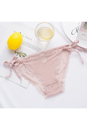 HELLORSOON Tanga pour Femme Sexy Respirant en Soie Coupe Française String Dentelle Séduction Résille Volants sous-vêtements R