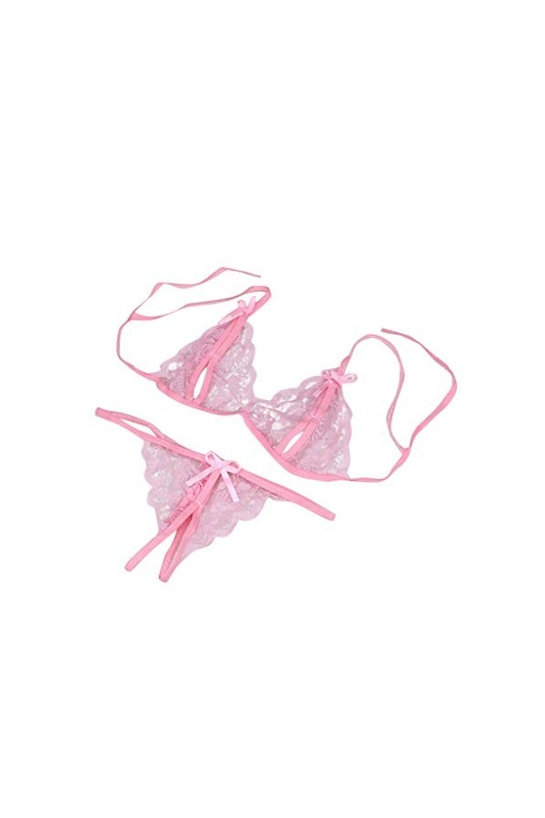 HELLORSOON String Ficelle Femme Sexy Respirabilité en Dentelle Coupe Française String Dentelle Transparent Érotique Romantiqu