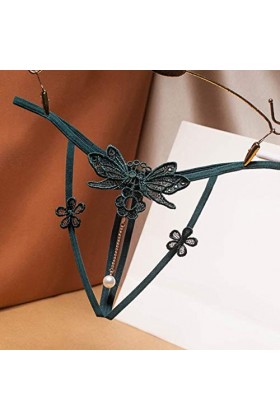 HELLORSOON String Ficelle Femme Sexy Respirabilité en Dentelle Échancré String Noir Charmant Dentelle Coquine sous-vêtements 