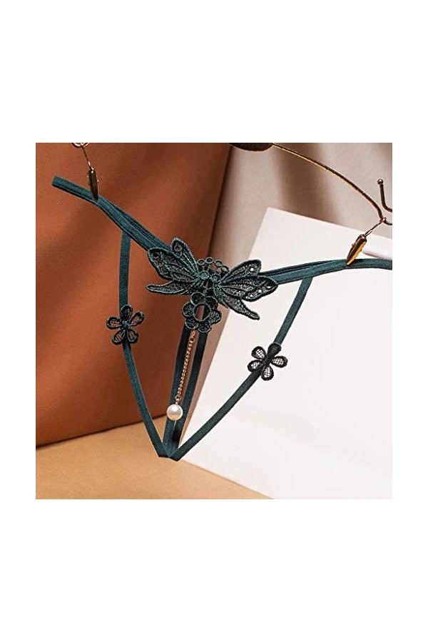 HELLORSOON String Ficelle Femme Sexy Respirabilité en Dentelle Échancré String Noir Charmant Dentelle Coquine sous-vêtements 