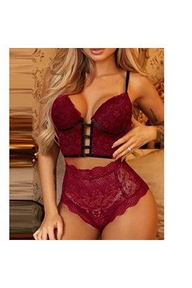 Lingerie Femmes Ensemble de Lingerie Sexy en Dentelle pour Dames et String Ensemble de sous-vêtements Ensemble de Lingerie po