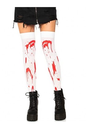 Leg Avenue - 6675 - Déguisement Pour Adulte - Modèle 6675 - Bas Zombie Blanc - Taille Unique - Blanc/Rouge