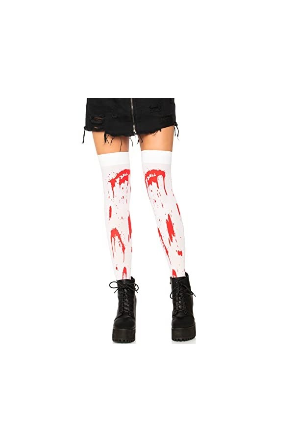Leg Avenue - 6675 - Déguisement Pour Adulte - Modèle 6675 - Bas Zombie Blanc - Taille Unique - Blanc/Rouge