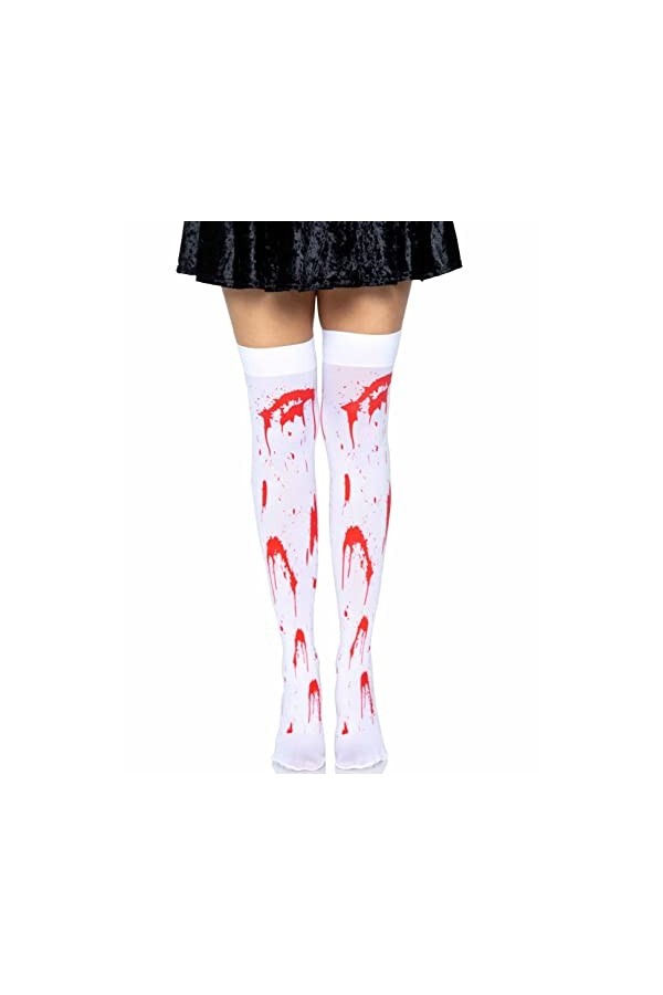 Leg Avenue - 6675 - Déguisement Pour Adulte - Modèle 6675 - Bas Zombie Blanc - Taille Unique - Blanc/Rouge