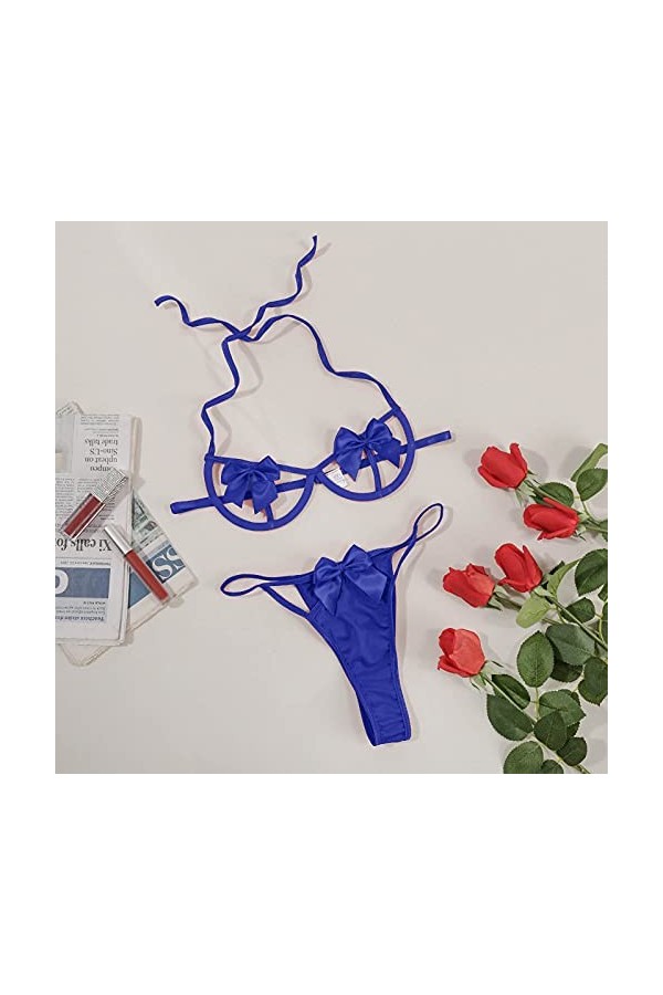 Zannycn Ensemble de lingerie sexy pour femme - Tenue sexuelle - Ensemble de lingerie érotique en dentelle - Ensemble de sous-