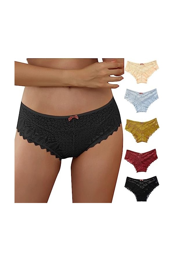 Générique Femmes Sexy Dentelle Brodé À La Mode Culottes de sous-vêtements Strings Lingerie Respirant Coquine Hot Ouverte Dent