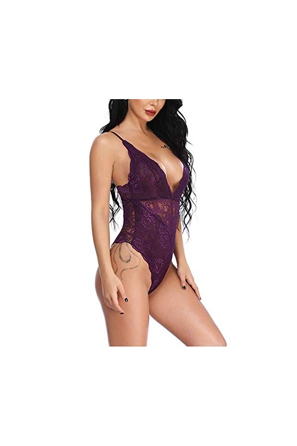 UOWEG Nouvelles Femmes Dentelle col en v Profond Dos Lingeie Body Teddy sous-vêtements Combinaison Combinaison Sexy Ouverte 