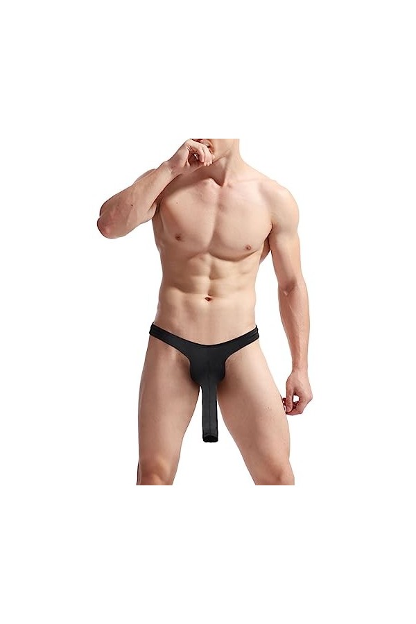 Czizitong Hommes Éléphant sous-vêtements String Serrés Jock Strap Noir 