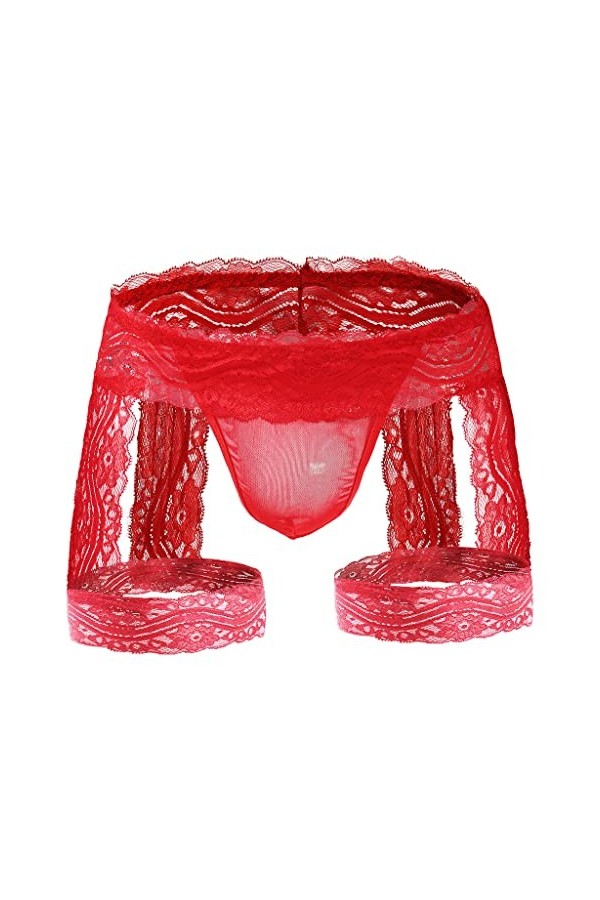 Czizitong Hommes Elephant Bulge Pouch Thong sous-vêtements Hommes String G-String Underpants Rouge 
