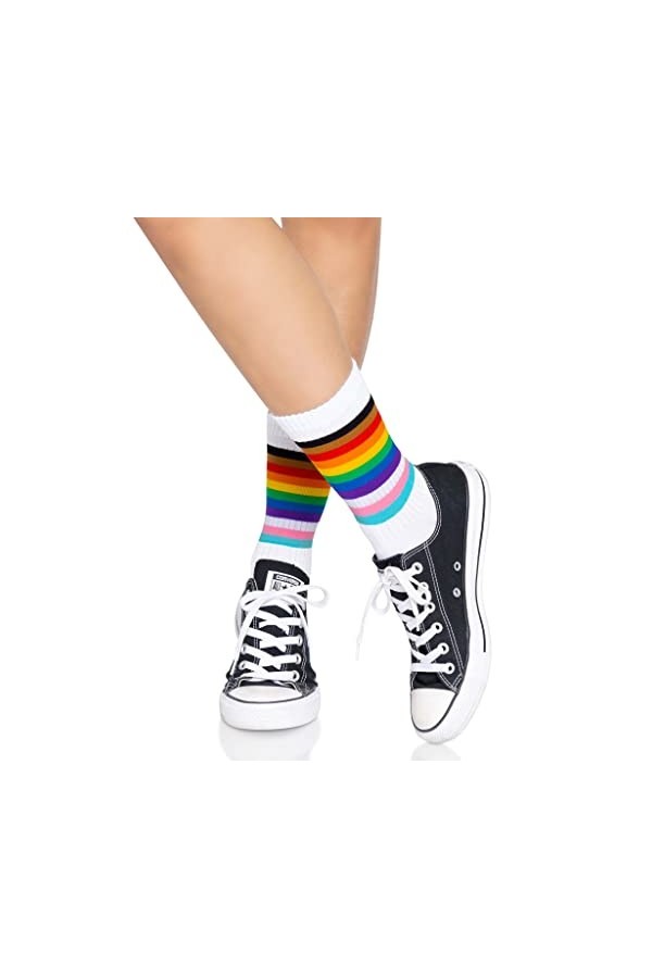 Leg Avenue Chaussettes Pride Crew Collants, Arc-en-Ciel, Taille Unique Femme