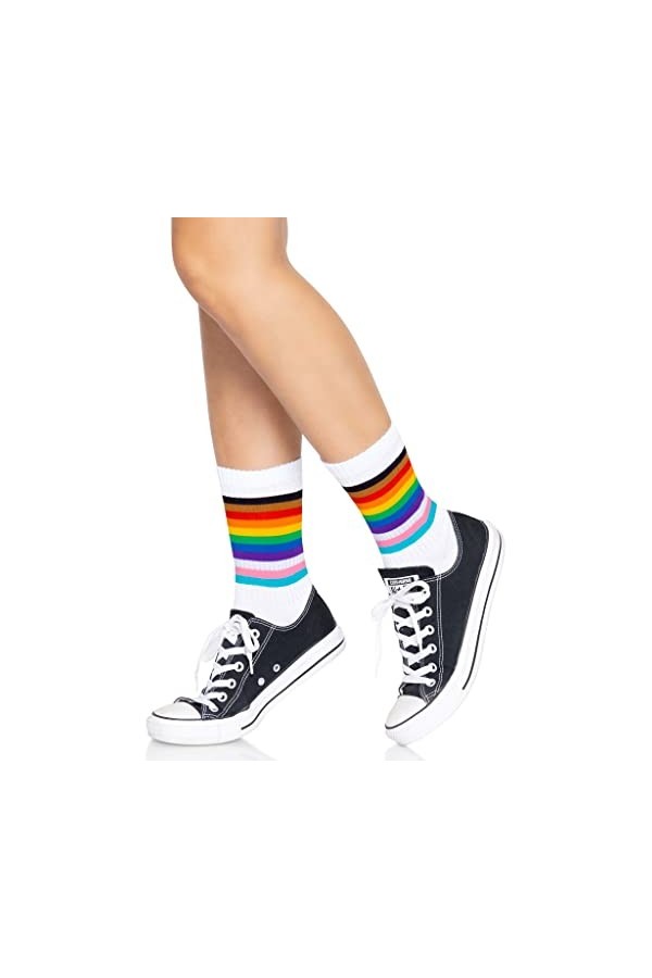Leg Avenue Chaussettes Pride Crew Collants, Arc-en-Ciel, Taille Unique Femme
