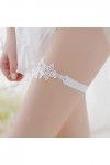Jarretière en dentelle avec perles pour mariage, mariage, sexy dentelle florale blanche, extensible porte-jarretelles bague d