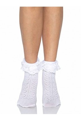 Leg Avenue Crochet Coeur Socquettes Blanc Taille Unique