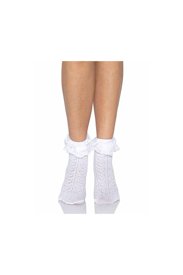 Leg Avenue Crochet Coeur Socquettes Blanc Taille Unique