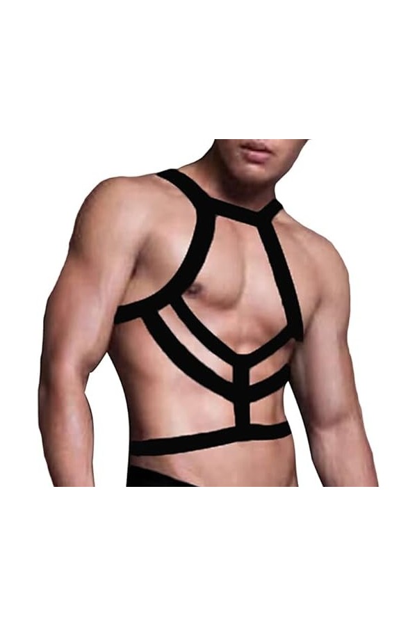 DGKaxiyaHM Jockstrap de Harnais de Poitrine Sexy pour Hommes String de Pochette de Body de Lutte Tie Up sous-Vêtements Clubwe