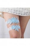 Relandy Lot de 2 porte-jarretelles en dentelle faite à la main pour femme et fille bleu ciel 