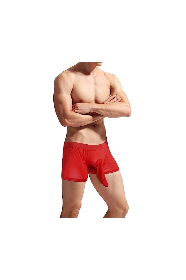 Czizitong Hommes Elephant Underwear Pochette Slips Thongs Funny Underwear Rouge 
