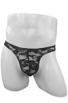 Czizitong Slips en Dentelle G-String pour Hommes Sexy Low String Noir 