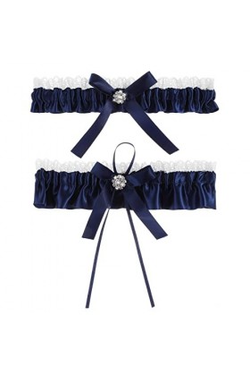 MWOOT Jarretière Mariée Bleu Blanc, Jarretière Mariée Élastique Ensemble de Deux Pièces , Accessoires de Robes de Mariée, Ca