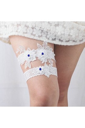 Relandy Lot de 2 jarretelles en dentelle faite à la main pour mariée blanc 