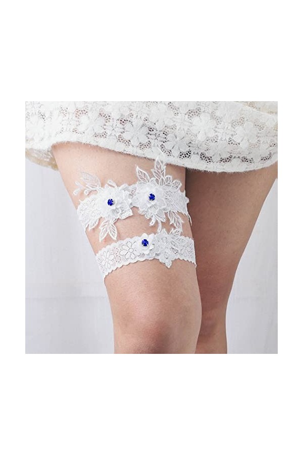 Relandy Lot de 2 jarretelles en dentelle faite à la main pour mariée blanc 