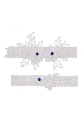 Relandy Lot de 2 jarretelles en dentelle faite à la main pour mariée blanc 