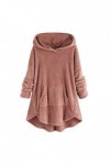 ZYUEER Sweat a Capuche, Sweat-Shirt à Capuche Femme Pull Cachemire Long Manteau Bouton Parka Fourrure Sweat Shirt Ado Fille V