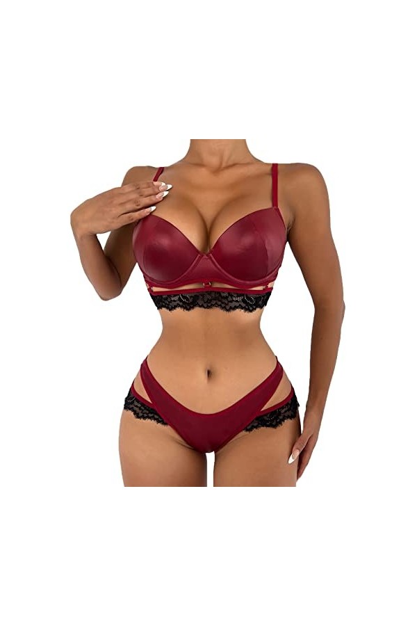 Tenue Sexy Ensembl Cuir Babydoll Érotique Secy Vêtements Sexy Dessous Fine Grandes Ensemble Hot Nuisette Lingerie Underwear C