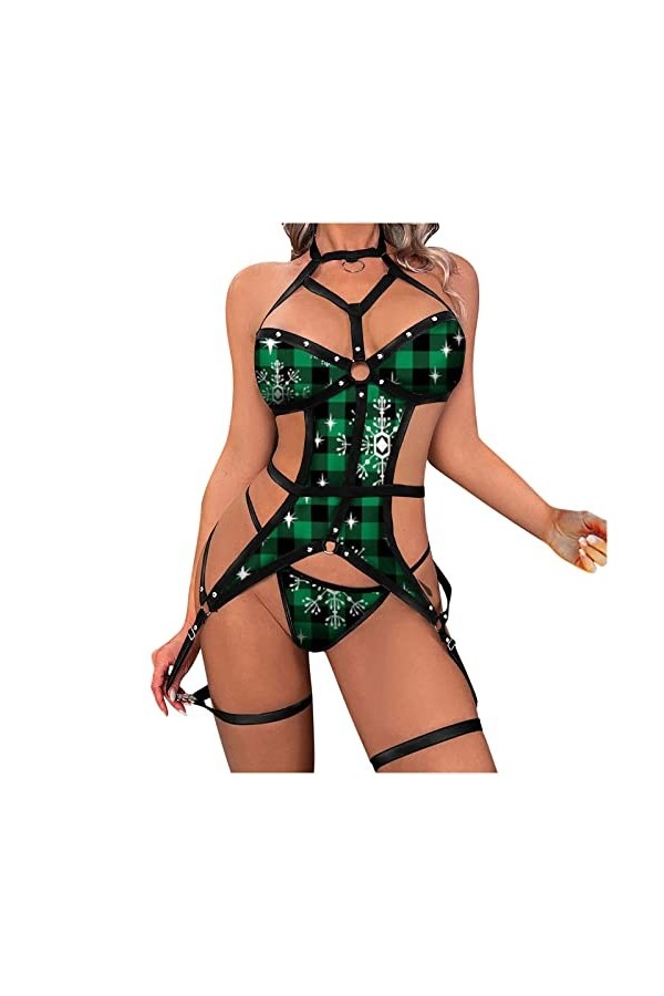 Ensemble de Lingerie Sexy Body Porte Jarretelle Bande Vêtement de Nuit Vetements Cuisse Jarretière Nuisette de Nuit Chic et E