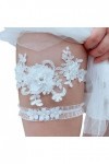 KPTENG Anneaux de Cuisse de Mariage Extensibles pour Femmes, 2 pièces/Ensemble, Broderie de Fleurs, Fausses Perles