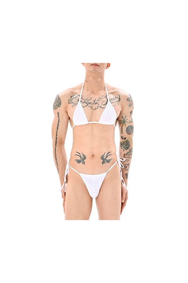 Générique String Homme Sexy Hot Dentelle Slips Boxer Costume Homme Couleur Unie Bikini Bikini Fente Style Dentelle Couleur Un
