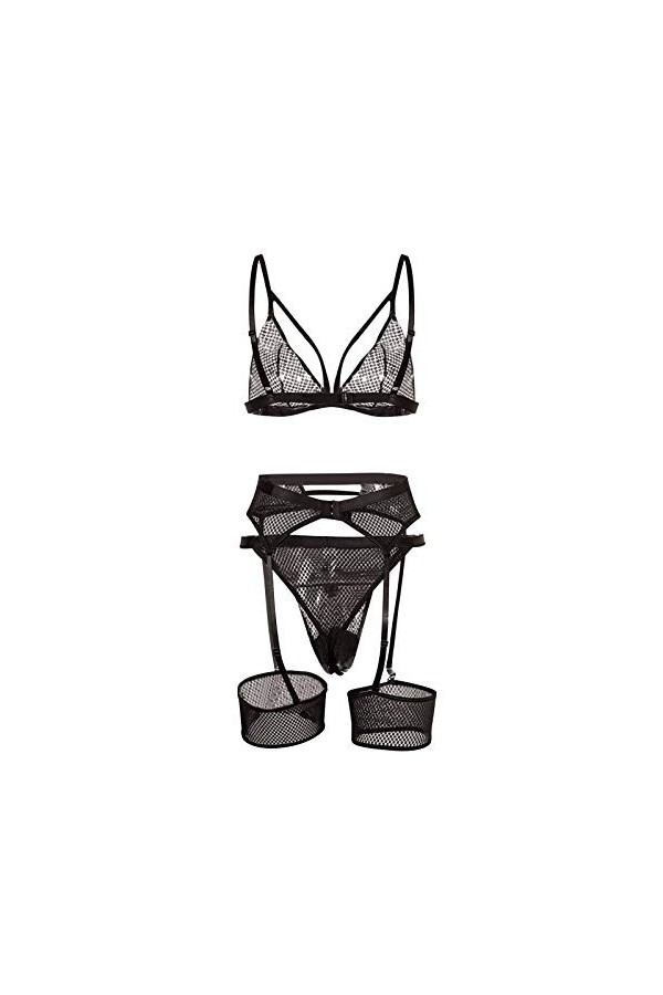 Lingerie Sexy Femme Body et Combinaison Soutien-Gorge sous-vêtementPolyesterSolid Three PiecesDaily Woman Lingerie Sexy Cuir 