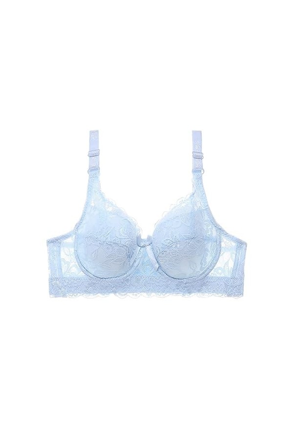 sous-vêtements Sexy en Dentelle froncée pour Femmes avec Bretelles de Soutien-Gorge Body Minceur Light Blue, 85D 