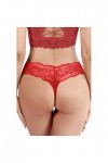 String en dentelle pour femme - Mini string sexy - Sous-vêtements de nuit - Culotte douce push up brésilienne - Culotte en de