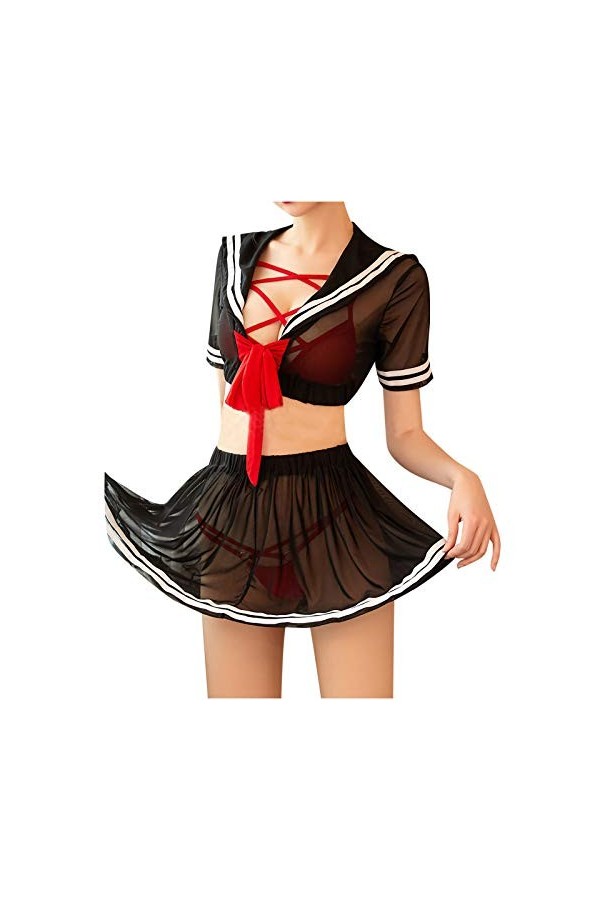 LDZYXY Set étudiant Lingerie Passion Mode Femme Mesh Tissu Sexy