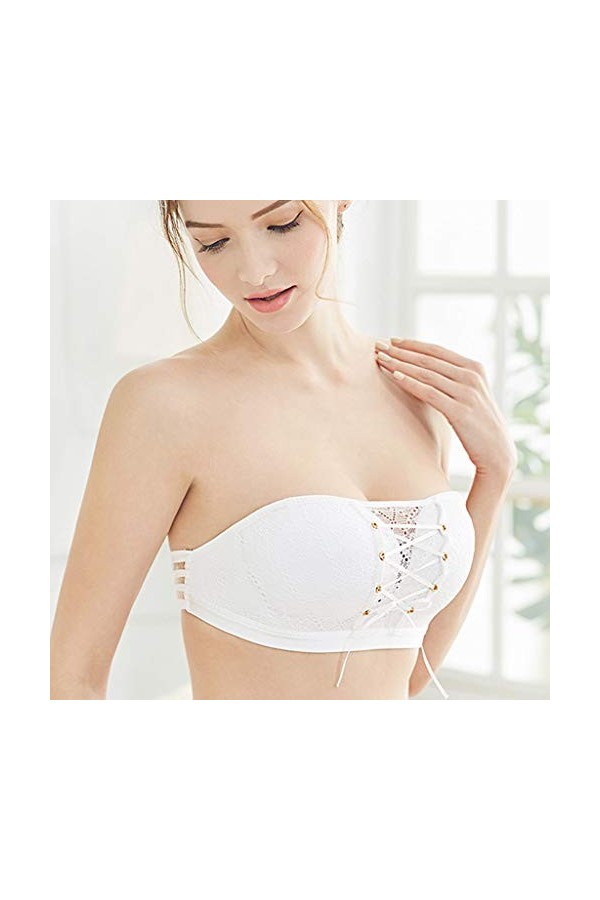 CreoQIJI Corsages et bustiers pour femme - Tenue de fitness - Sans bretelles - Soutien-gorge Stealth Wire - Bandage Brassière