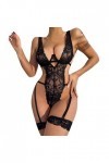 Fulidngzg Lingerie sexy pour femme - Grandes tailles - Sexy - Dentelle - Lingerie push up - Grandes tailles - Entrejambe ouve